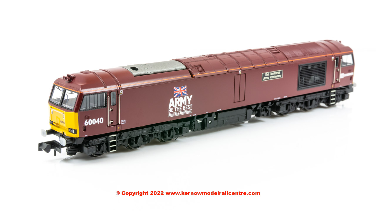 371-361 Graham Farish Class 60 Diesel Locomotive number 60 040 "The Territorial Army Centenary" - DB Schenker/Army Red